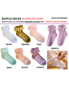 Ruffle Socks Design 1 - 4 Dozen Assorted Colors