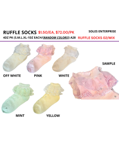 Ruffle Socks Design 2 - 4 dozen Assorted Colors