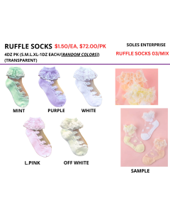 Ruffle Socks Design 3 - 4 Dozen Assorted Colors